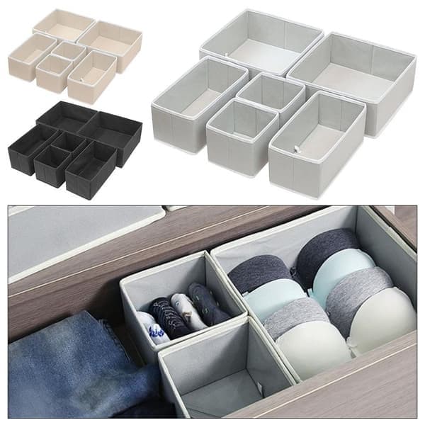 6 st/set Förvaringslåda i tyg för klädförvaring, Beige beige beige