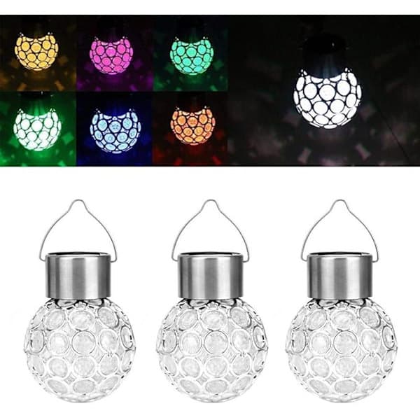 3 stk. solcellelampe utendørs hagelykt LED