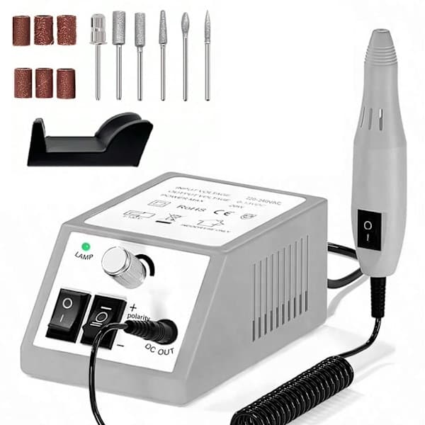Elektrisk neglefil med 12 tilbehør til negle - Pedicure Manicure grå