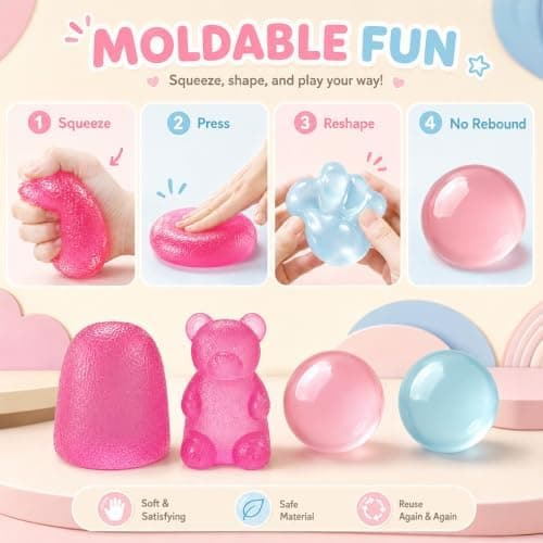 4 stk. Taba Squishies Fidget Legetøj, Stressbolde til børn og voksne 3pink&bule