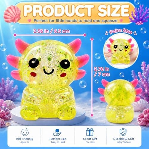 Glittrig Axolotl Squishy Leksak, Squishy Leksaker, Långsamt Stigande Squishy (Gul) Yellow