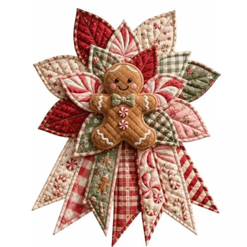 DIY Quiltet Julebue-sett, Snømann Stoff Lappeteppe Dørdekor Gingerbread