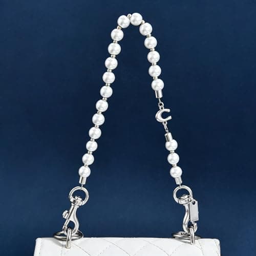 Väskberlock, söta handväskberlocker, väsktillbehörsberlocker, väskkedjor, handväskberlocker Pearl Chain-Silver