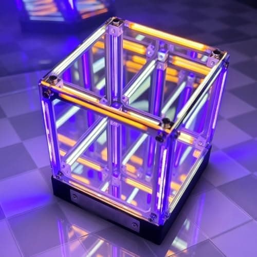 Teseracto Cubo, Cubo 4d Cube, Cubo Effect 4d, Cubo Effect Infinito 4d Med LED-lys, 3D LED 360 Hologram Kugle, Uendelig Dimensionslampe, Uendelig #E