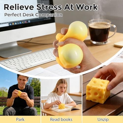 Ost Squishy Terningblok, Squishy Fidget Legetøj til Voksne, Påskekurv Strømpefyld, Sensorisk Stressbold Klemmelegetøj til Stresslindring