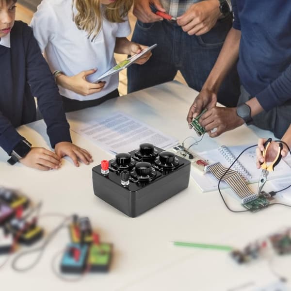 0-9999 Ohm Enkelt Modstandsboks Præcision Variabel Dekade Modstand Undervisningsinstrument Sort