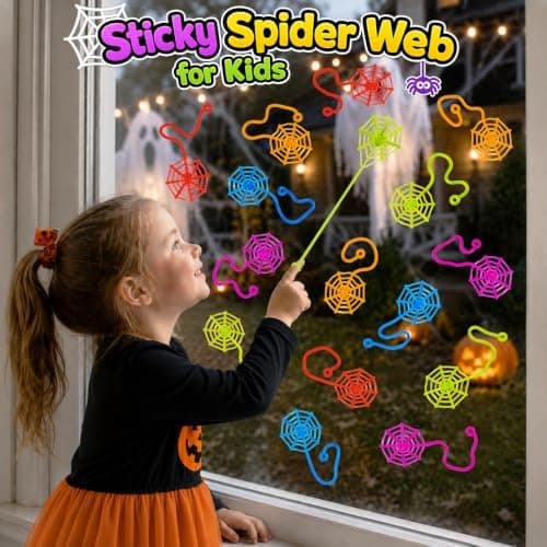 Bulk Spindelnätsklibbiga händer, 60 st Halloweenleksaker Presenter Priser för barn Spider Web 60