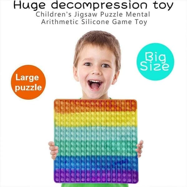 Stor Pop Fidget-leke, Stor Regnbue Pop, 256 Bobler, 30 cm