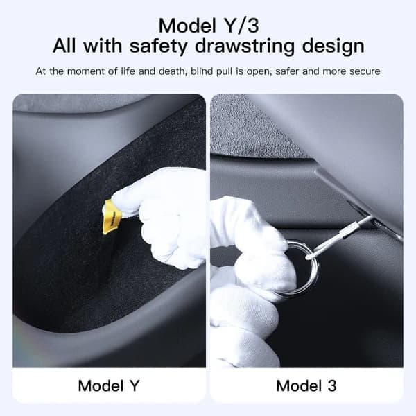 2 stk. mekanisk bryter for bakdør, nødhåndtak for bildør til Model Y For Model Y