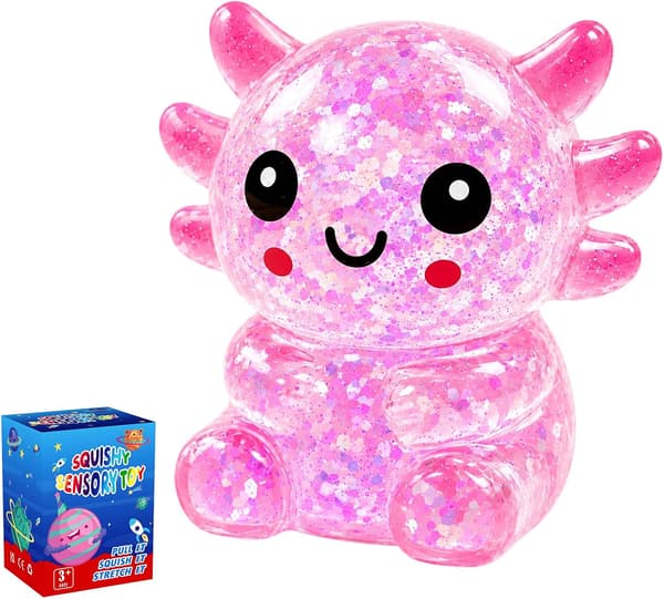 Glittrig Axolotl Squishy Leksak, Squishy Leksaker, Långsamt Resande Squishy (Rosa) Pink
