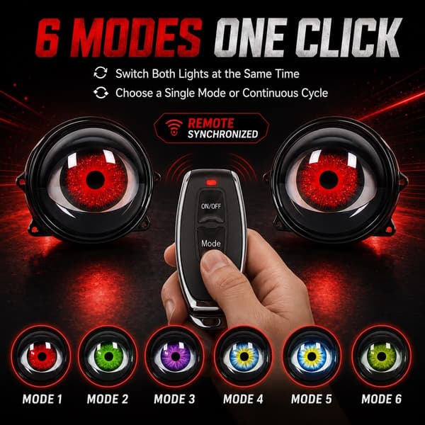Demon Eye -ajovalot, 6 tilaa, yleiskaukosäädin, LED-autosarja 2PCS