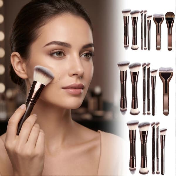 Dobbeltsidet makeupbørstesæt, til foundation og øjenskygge, til professionelle og begyndere 2