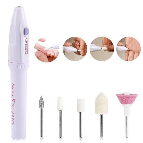 Elektrisk nagelfil - elfil - inklusive 5 st Vit