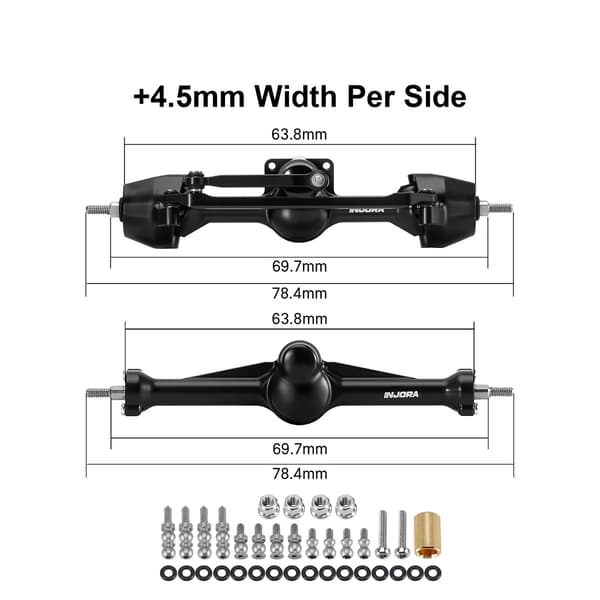 INJORA +4.5mm For- og Bagplanetaksel med Dobbeltledsakser til SCX30