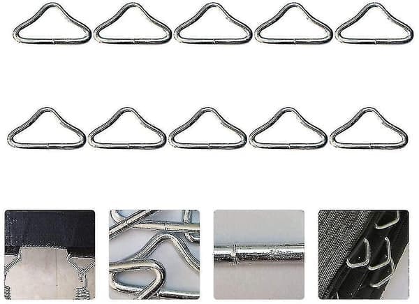 20 stycken triangulära ringar i rostfritt stål V-ringar för trampolinreservdelar Trampolinmatta Hantverk