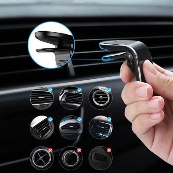 Magnetisk Mobiltelefonholder til Bilventilation Universal Sort