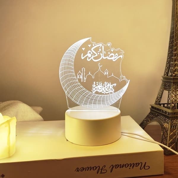 Akryl natlampe Eid Mubarak Ramadan Kareem dekoration