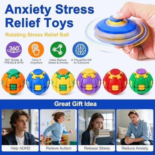 Tryck för att snurra Fidget Spinner HelixCore Spin Stressboll Sensoriska Fidgetleksaker Blue