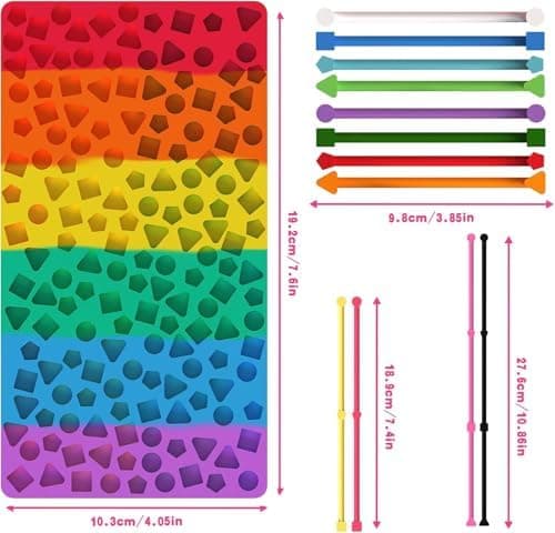 Sensorisk silikonbräda Fidget-leksak Barn ADHD Ångest 12 strängar Resväska Colorful