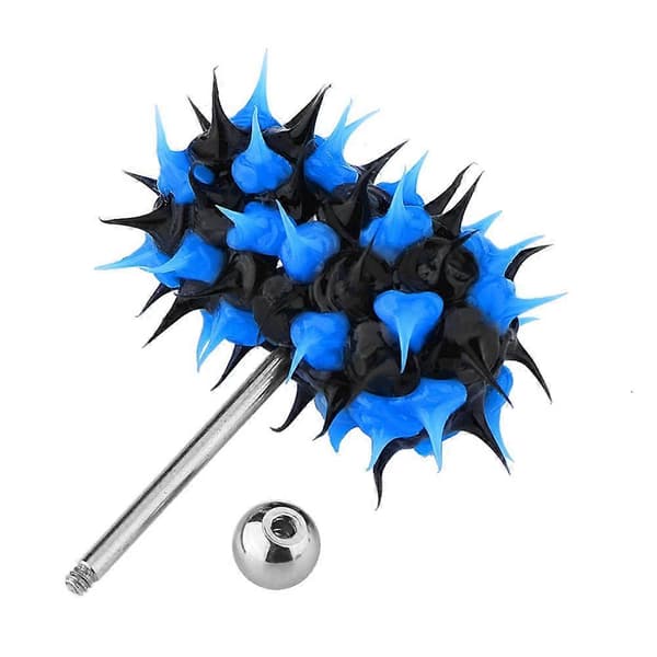 Vibrerende Tungering Stud Barbell Kroppspiercing Smykker i Rustfritt Stål (Svart Blå)