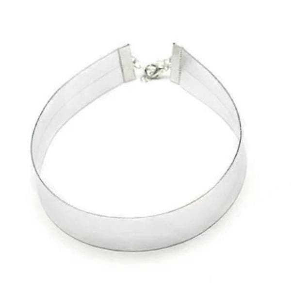 Glänsande bred metallisk silverchoker / halsband silver