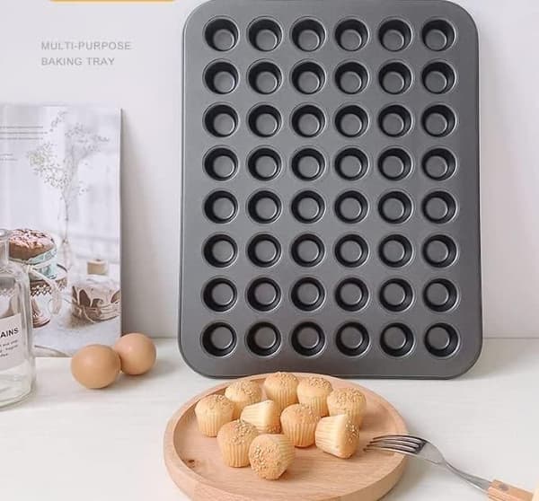 48-koppers Muffinsbageplade, Non-stick Belægning, 48-koppers Mini Muffinsform, Rund Muffinsbageplade, Ovnbageplade, Bageværktøj