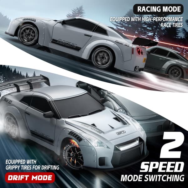 RC Driftbil, Lysegrå 1/24 Fjernstyret Driftbil til Voksne Grey 15 / 1:24 Scale
