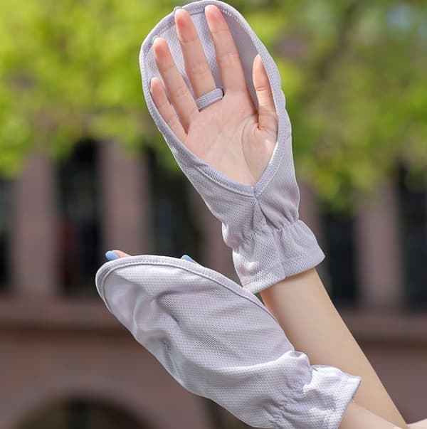 2 par handsker til solbeskyttelse UV-beskyttelse åndbare kølende fingerløse til kvinder mænd, grå grey