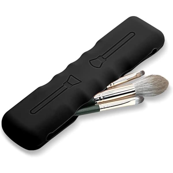 Makeupbørste Rejseetui, Blød og Elegant Makeupværktøjsorganisator til Rejser, Sort