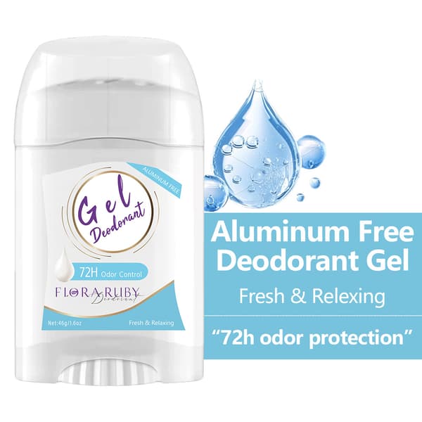 Flora Ruby Fresh & Relaxing Deodorant Gel, Aluminiumfri, 72H luktskydd, Långvarig fräschör, 1,6 oz / 46g Fresh&Relexing