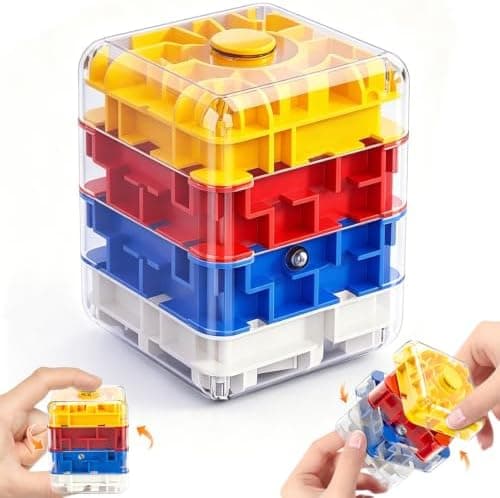 2-i-1 Fidget Spinner Labyrint Terning 3D Puslespil Hjernetrim 4 Niveauer 4 Level