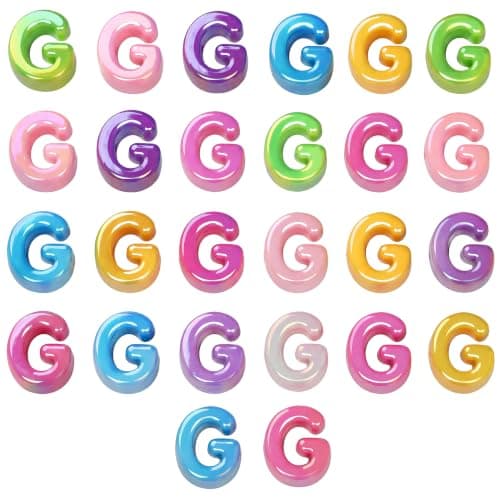 26 st G-bokstavspärlor med stort hål, tjocka bubbelalfabetspärlor Large Letter Beads G