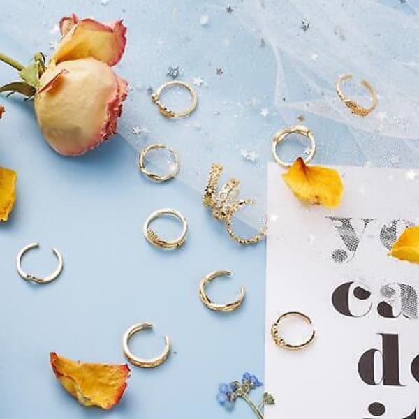 12-dele tåring knoring sæt til kvinder, retro boho fodring smykker, sølv silver 12pcs