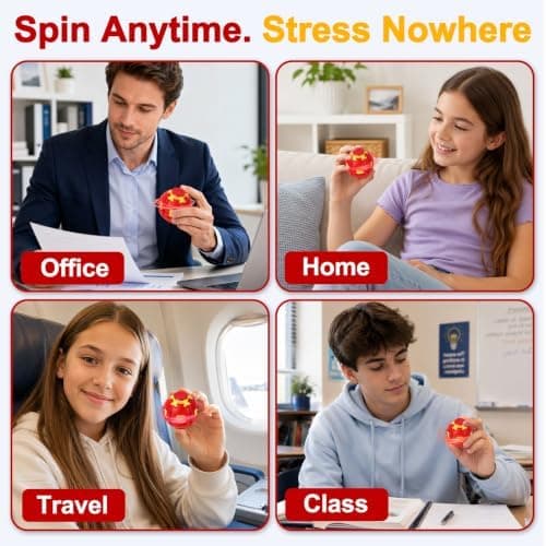 Tryck för att snurra Fidget Spinner HelixCore Spin Stressboll Sensoriska Fidgetleksaker Red