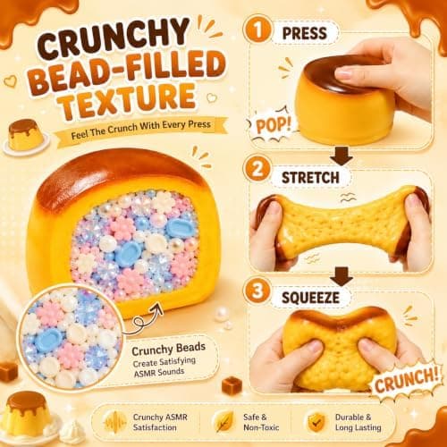 Knasende budding Squishy Asmr perlefyldt, Knasende budding Squishies Pudding