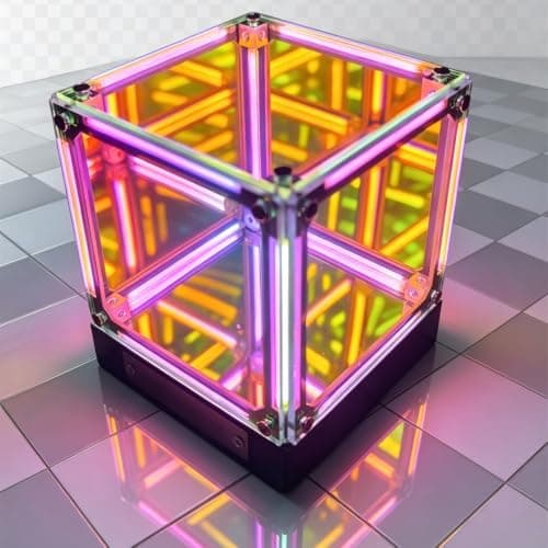 Teseracto Cubo, Cubo 4d Cube, Cubo Effect 4d, Cubo Effect Infinito 4d Med LED-lys, 3D LED 360 Hologram Kugle, Uendelig Dimensionslampe, Uendelig #D