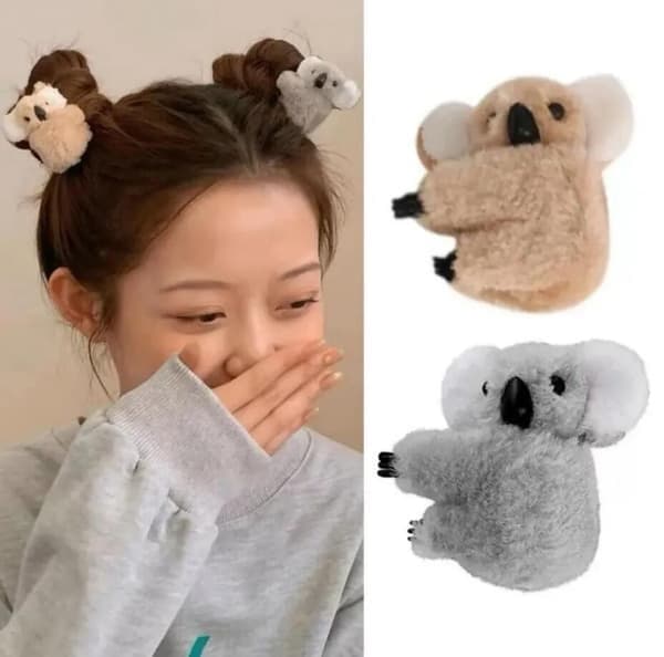 2 st Koala Hårklämmor, Söta Flickors Hårnålar Håraccessoarer
