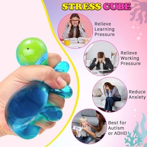 Squishy Stress Cube Fidget Legetøj Voksne - Glød i Mørket Blæksprutte Sensorisk Legetøj til Børn med Autisme Stressbolde til Børn Klemmelegetøj til Octopus2