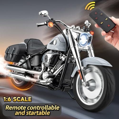 RC Motorcykelmodel til voksne, 1/6 skala legering dynamisk motorcykeludstilling med lydeffekter, LED-belysning, røgudstødningssimulering & Silver