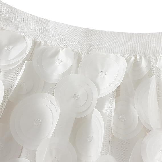 Tylskørt til kvinder 3D Prikket Mesh Flowy A-linje Midi Nederdele, Hvid white