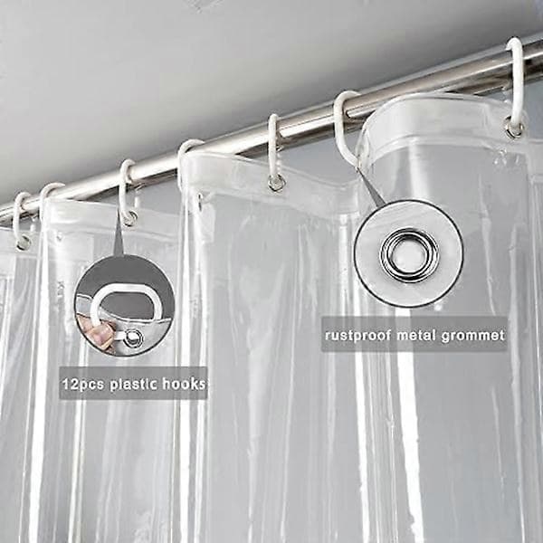 Extra långt transparent duschdraperi 180x200cm, Transparent
