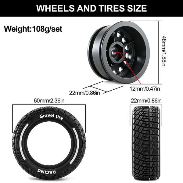 12 mm Hex RC Drift Hjul och Rallydäck för Mojave Grom Typhon Grom Gray