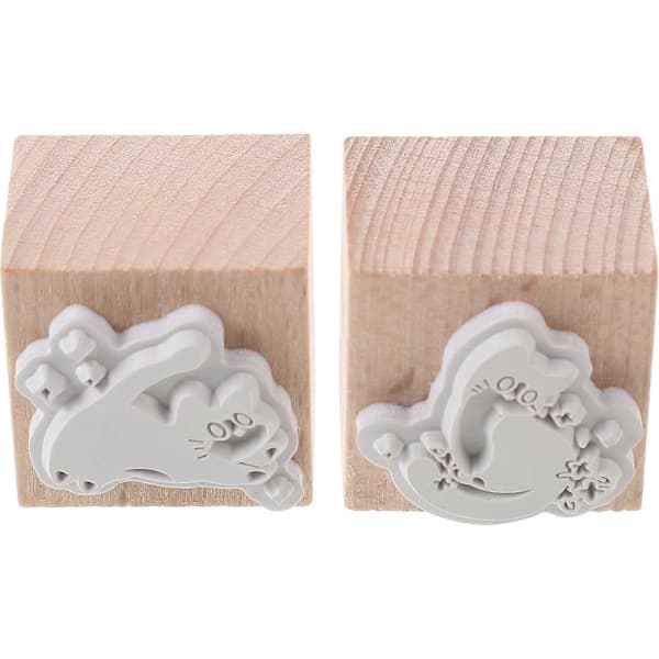 2 stk. trestempler for journal DIY kortlaging utklippsbokstempler gummistempler
