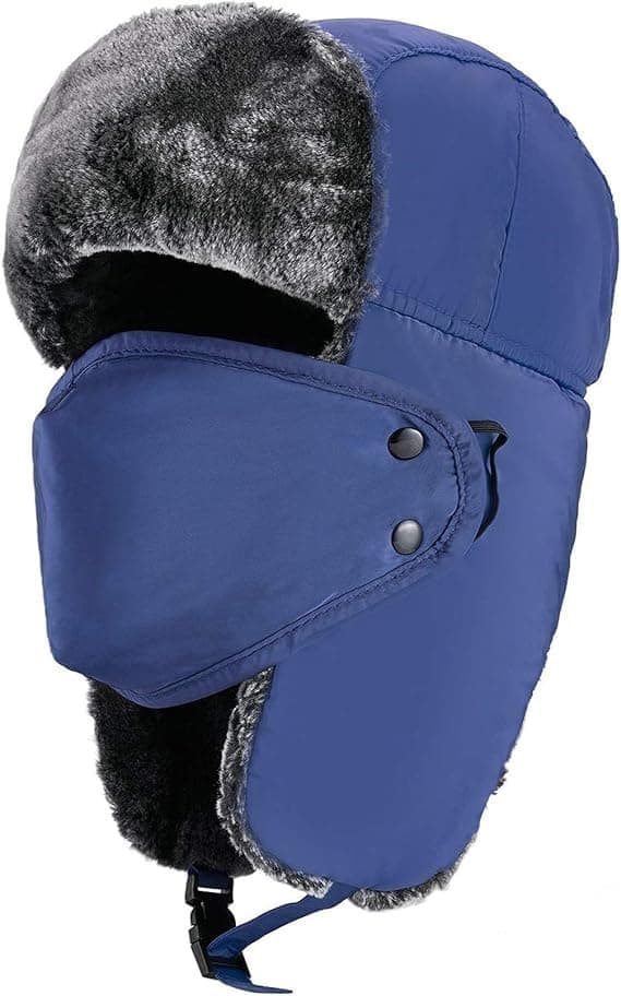 Vinterhuer til kvinder og mænd Trapper Ushanka Hat med øreklapper, blå blue