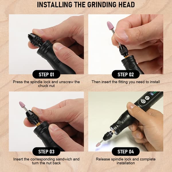 Trådløs miniature elektrisk graveringspen med HD digitalt display, grå Gray