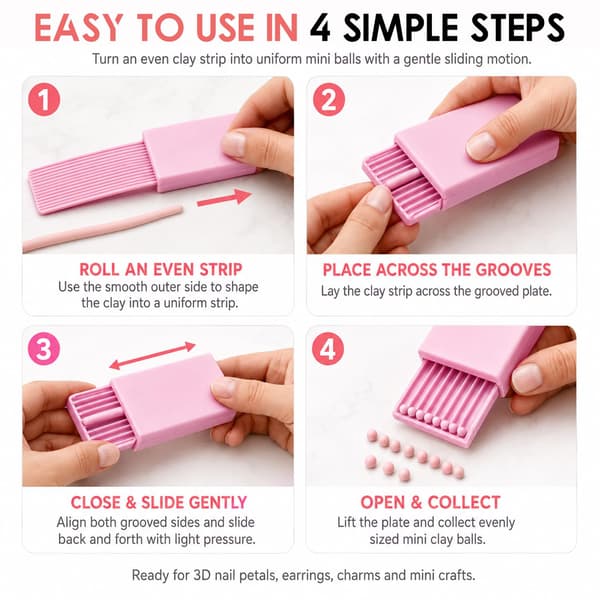 3D Print Ler Gel Kugle Maker Værktøj, Mini Polymer Ler Perle Maker, til 3D Gel Blomster, Kugle Former Rulleværktøj til Perfekte Runde Perler, Øreringe & 2-5MM Withe