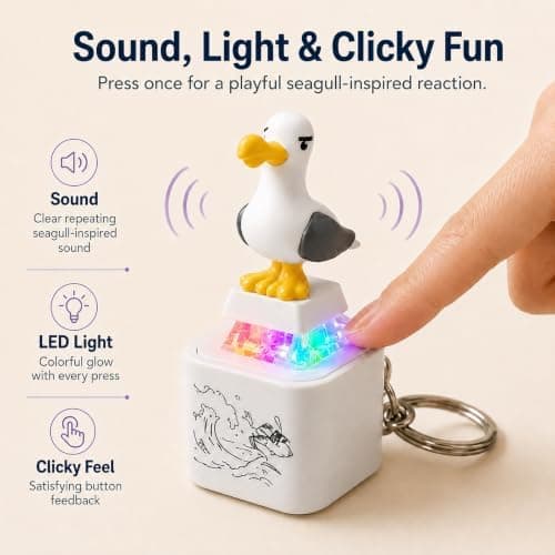 4-pack Måsgruveknapp Nyckelring, LED Ljud Fidget Clicker