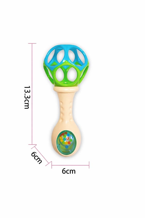 Babyranglelegetøj, Blå Grøn Blød Sensorisk Håndrangle til Spædbørn og Småbørn, Let Greb Udviklingslegetøj, 13,3 cm turquoise