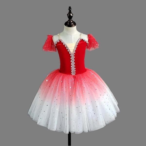 Balletskørt til piger, danseskørt, stram balletkjole, rød, størrelse 130 red 130