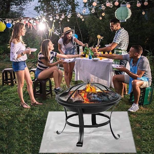 Picnicgrillmatte med isolasjon, brannsikker duk, grå